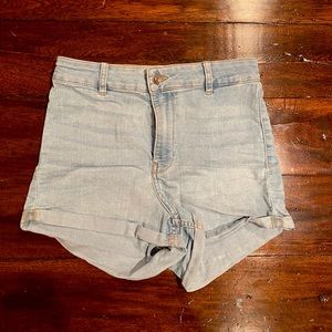 High Waisted Light Wash Shorts